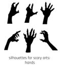 isolated silhouettes for scary art with hands Royalty Free Stock Photo